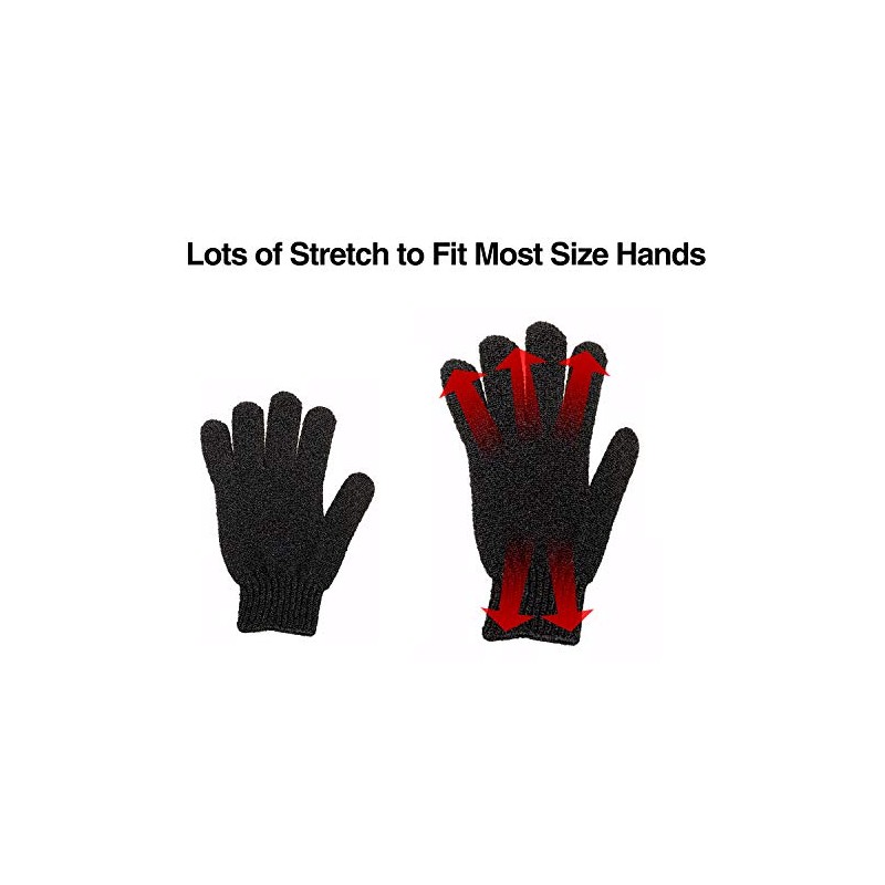 6 pares de guantes exfoliantes – Guantes de lavado negro