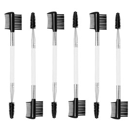 Ksvsonrvi 6PCS Eyebrow Eyelash Brush 3 Head Eyelash Comb Double Head Brush Makeup Grooming Tool Cosmetic (White)