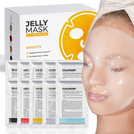 BRÜUN Peel-Off Jelly Mask Rubber Mask - 5 Treatments BHA AHA (Black Gold Salicylic AC, Red Gold Lactic AC, White Gold Glycolic AC, 24k Gold Mandelic AC, Hyaluronic AC) - 2 Packs of Each