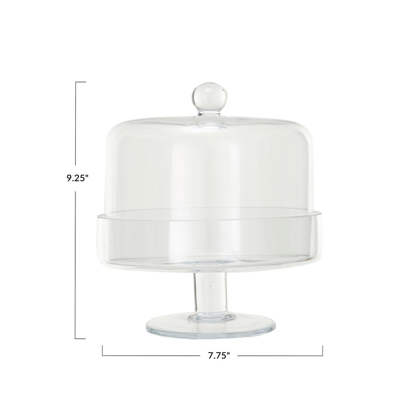Creative Co-Op, Clear Glass Food Pedestal with Cloche, Medium