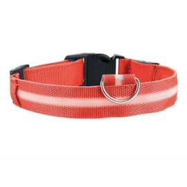 LED Dog Collar Flashing Light Up Collar 100% Waterproof Safety Adjustable Pets Collar Increased Visibility Super Bright for Small Medium Large Dog XS (28cm-38cm), Red