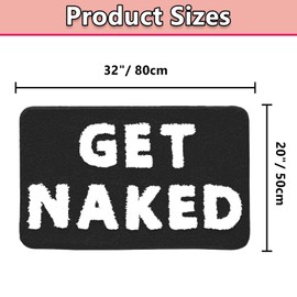Qleewei Get Naked Bath Mat Fun Bathroom Rugs Soft Non Slip Cute Bath Rugs Funny Bathroom Decor for Bedroom (Black, 16‘’ x 24 '')