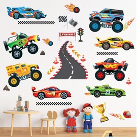 DECOWALL DS9-8083 Racing Car Wall Stickers Boys Decal Vehicles transports Baby Nursery Kids Bedroom playroom Bedroom Gift Home Removable