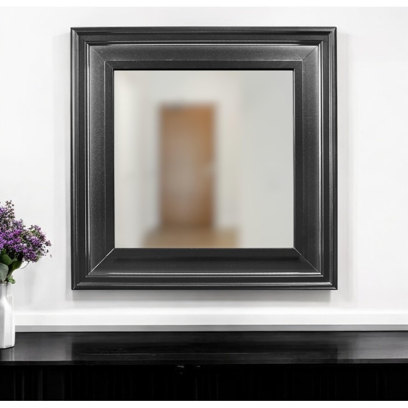 HomeRoots 38" Gray Square Wood Framed Accent Mirror