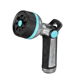 Heavy Duty High Pressure Metal 8 Pattern Hose Nozzle 500011 with Thumb Control and Extended Handle Comfort Grip by New England Garden Tools for Cleaning, Watering Plants & Yards, Washing Cars & Pets