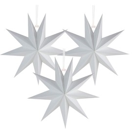 EASY JOY 9-Pointed Paper Star 3D Paper Hanging Christmas Decorations Wedding Birthday Baby Shower Room Christmas Ornaments Party Supplies, 3 Pcs 12' (White)