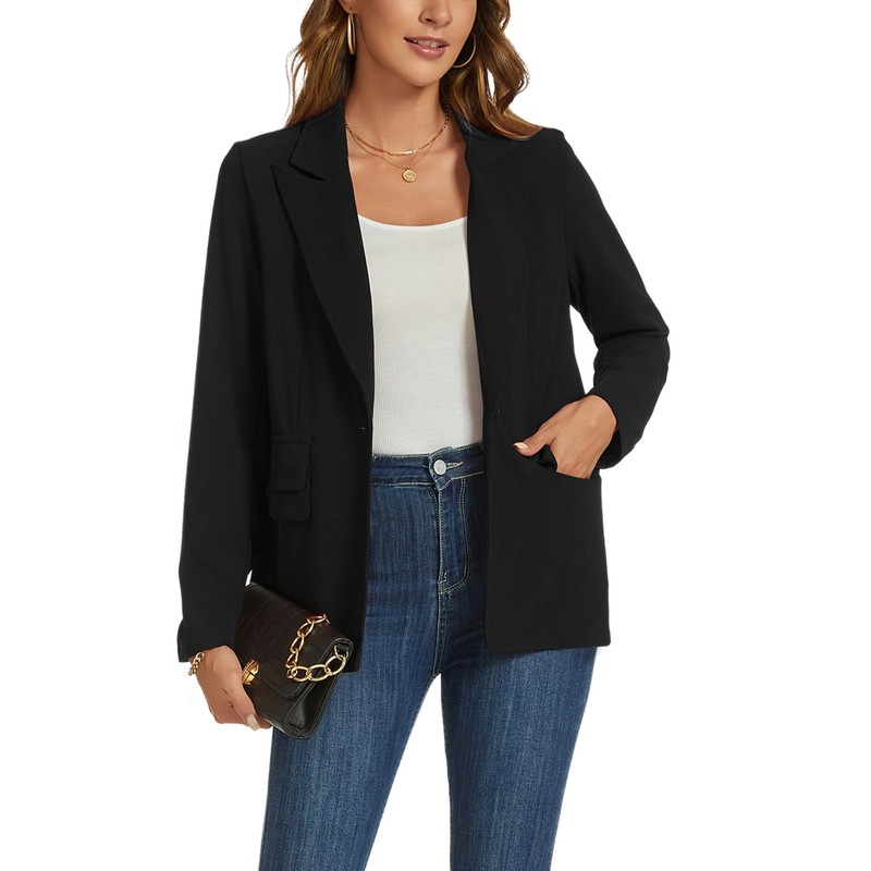 MINTLIMIT Black Blazer Jacket for Women Long Sleeve Notched Lapel