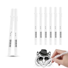 6-Pack White Gel Pens, 0.8 mm Fine Point Rollerball Gel Pen Set for Black Paper, Scrapbooking, Calligraphy, Illustration, Note-Taking, Highlighting & Creative Artwork