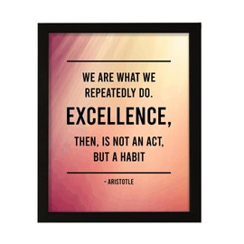 We are what we repeatedly do. Excellence, then, is not an act, but a habit - Aristotle, 5 x 7 Black FRAMED Print Inspirational Wall Art