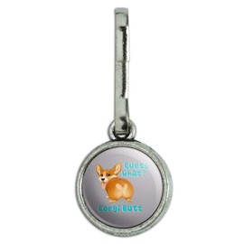 Guess What Corgi Butt Funny Joke Antiqued Charm Clothes Purse Suitcase Backpack Zipper Pull Aid