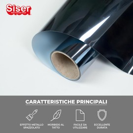 Siser® Metal Silver Blue, 30cm x 0,5mt, Vinile Termotrasferibile Termoadesivo Metallizzato per la Personalizzazione dei Tessuti, Abbigliamento e Accessori, Hobby creativi, Facile da Tagliare