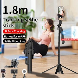 5 in 1 Selfie Stick Gimbal Stabilizer For Smartphone With Bluetooth Remote Intelligent AI Follow-Up Anti Shake Pan Tilt Tripod Camera Digital