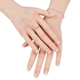 CUAIBB Manos de Silicona realistas, Manos de maniquí para la práctica de uñas, Modelo de Manos Falsas de Silicona de Mujer con Esqueleto - Expositor de Joyas de manicura - sólo Mano Izquierda White