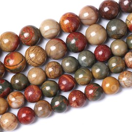 90 abalorios de jaspe natural Picasso de 4 mm, piedras curativas redondas sueltas de piedras preciosas para hacer joyas DIY, pulseras, collares, 15 pulgadas (piedra Picasso, 4 mm)