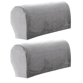NEKOSUKI 1Pair Armrest Covers, Chair Arm Protectors Stretch Fabric Armrest Sofa with Twist Pin, Armchair Slipcover Protector Elastic Home Office Recliner Couch Loveseat Protective Cloth (Light Gray)