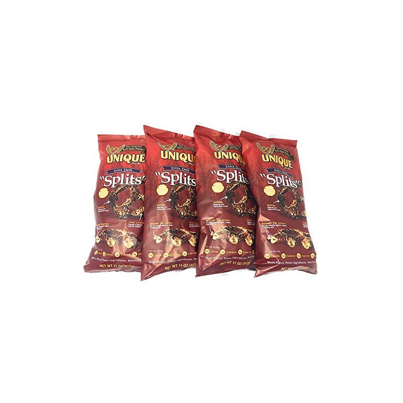 Unique Extra Dark Pretzel Splits, 11 Oz. Bag (Four -