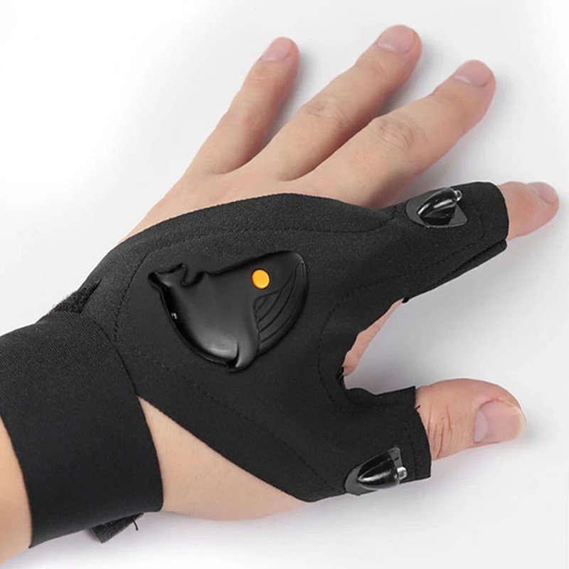 Unbranded Advanced Stable Sturdy Outdoor Night-time Illuminated Half-finger Fishing Gloves