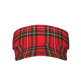 Christmas Red Plaid Tartan Sun Visors Hat Unisex Sports Visor Wide Brim Cute Summer Hats Tennis Caps Golf Visor Cap Lightweight Running Hats Outdoor