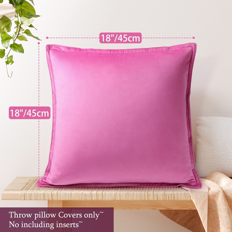 PiccoCasa Decorative Velvet Throw Pillow Cover 1PC, Square Solid Soft