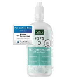 AniForte Vet Kamille Ohrenreiniger Hund, Katze & Pferde 250ml - Schonende Ohr Reinigung, Ohrenschmalz Entferner & natürlicher Ohrreiniger, Beruhigung bei Juckreiz, Entzündung, Infektion & Ausfluss