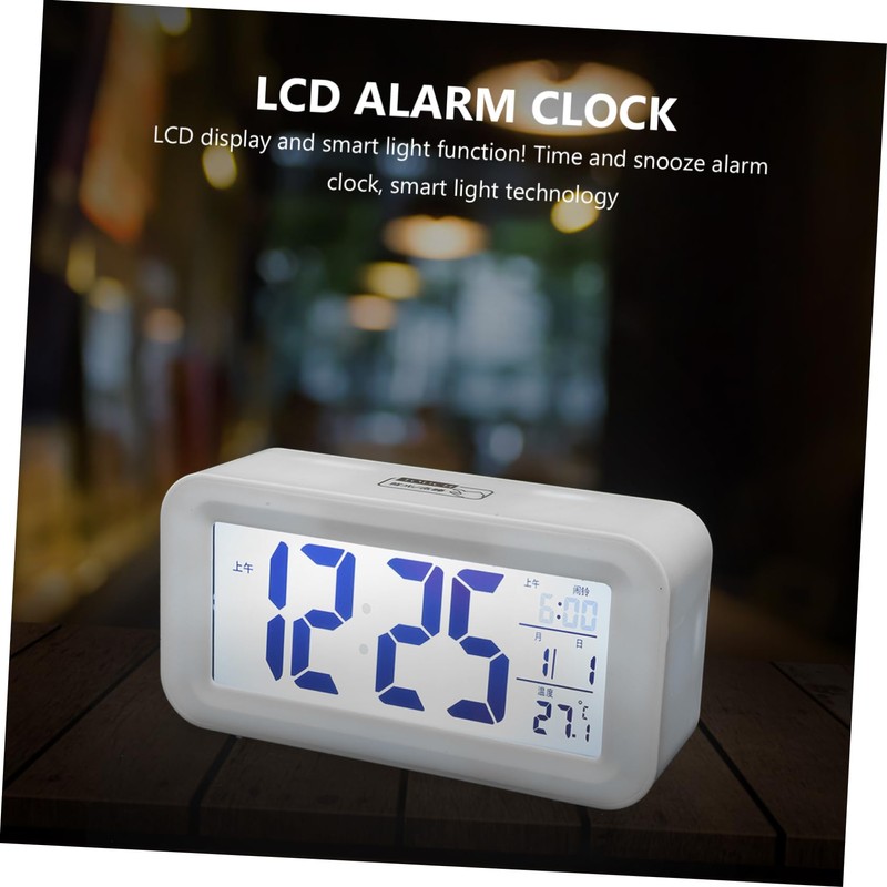 FUNOMOCYA Upgrade Temperature LCD Alarm Clock Mute Mini Smart Digital