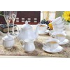 GuangYang 15-pcs Porcelain Tea sets for Adults, Off White Embossed