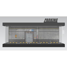 Hot Cars Wheels Display Case - 1/64 Scale Die-cast Model Car Display Case with LED Light and Acrylic Cover, Hot Diecast Wheels Parking Garage Dioramas with 9 Parking Spaces (Warehouse)