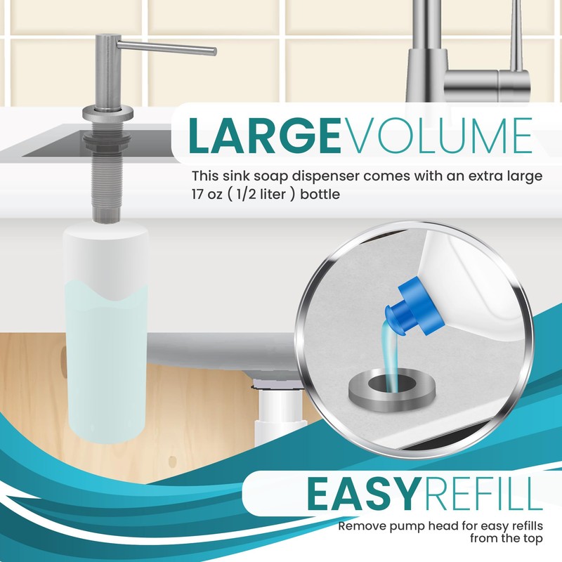Metpure Built in Soap Dispenser for Kitchen Sink, Stainless Steel