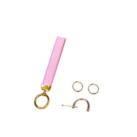 DYUYUJIA Car Keychain for Women Men,Cute Leather Lanyard Car Keys Keychain with D Ring（Short,Pink）