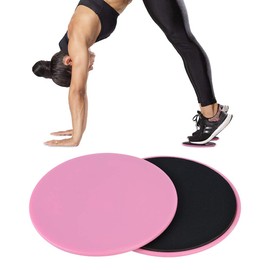 QANYEGN 2PCS Exercise Sliding Disc, Fitness Core Slider, Abdominal Training Balance Mat Moving Disc for Carpet and Hardwood Floors(Pink)