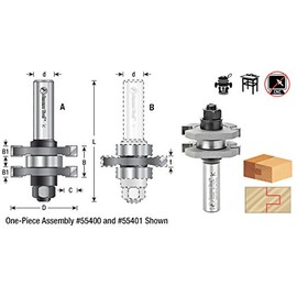 Amana Tool - 55407 2Piece Carbide Tipped Tongue & Groove 1/2 Kerf x 1-7/8 Dia x 3/4 x 1/2