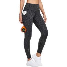 Ewedoos Fleece Lined Leggings with Pockets Water-Resistant Thermal Winter Warm Leggings for Women Yoga Pants Ski Hiking Charcoal