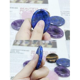 XIANNVXI Lapis Lazuli Worry Stone Polished Thumb Stone Healing Stone Gemstone Meditation Accessories Reiki Crystal Oval Stone for Anxiety Stress Relief Relaxation