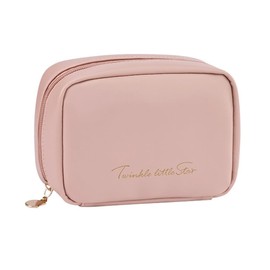 GeorgeX Cosmetiqueras para Maquillaje Portátil Bolsa de Maquillaje Impermeable Multifuncional con Cremallera de Oro Organizador Estuche Maquillaje(Rosada)