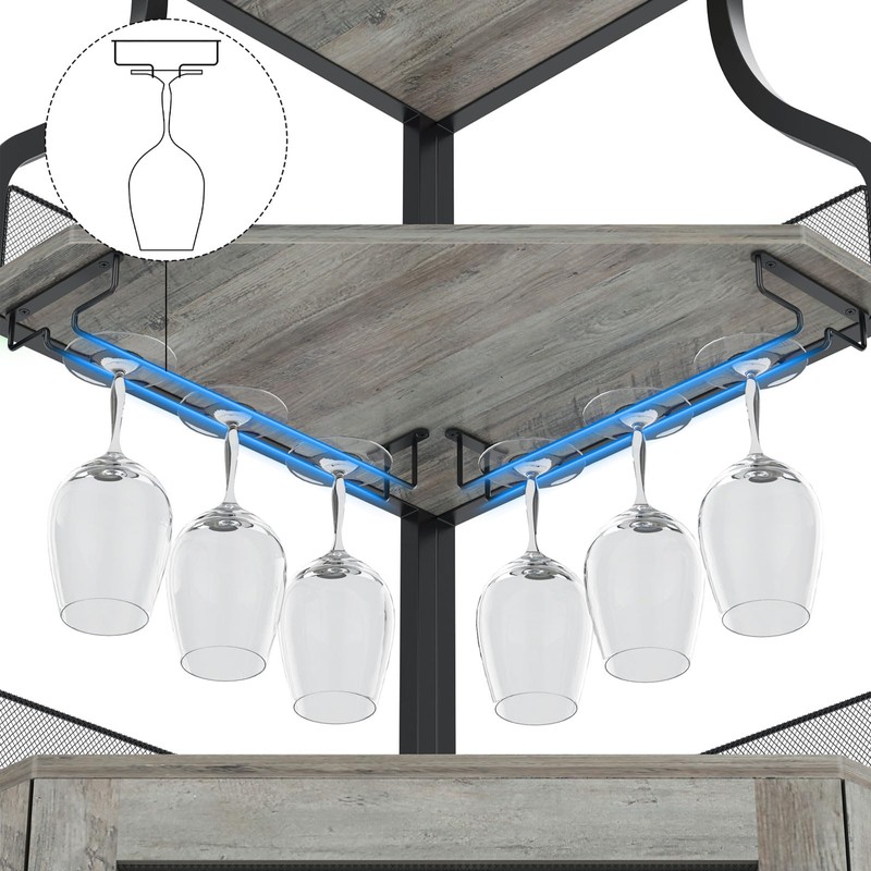 IDEALHOUSE Corner Wine Bar Cabinet with Large Storage Space and