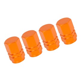 Partuto 4 Pcs Universal Tire Stem Valve Caps - Aluminum Alloy Orange