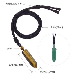 EDEN'S CALL Healing Hexagonal Crystal Point Pendant Necklace for Men and Women 6 Faceted Quartz Stone Prism Pendant with Adjustable Black Cord, Tiger’s Eye + Green Aventurine