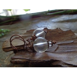 ⊹⊱☆ GROSSE GLASKUGEL - TRANSPARENTE OHRRINGE KUPFER - LANGE HAKEN ☆⊰⊹ einmalige Ohrringe und durchsichtige Perlen an selbst hergestellten Ohrhaken, Lampions