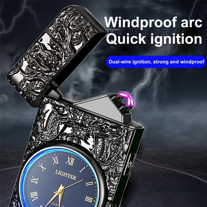 Plasma Portable Electric Lighter, Windproof USB Rechargeable, with LED Lighting
