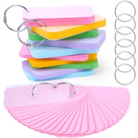 Koogel 250PCS Index Cards with Ring, Colored Study Cards Waterproof Covers 2.2 x 3.5 Inch Blank Notecards Flash Cards for School Learning Memory Office Recipe Game Cards