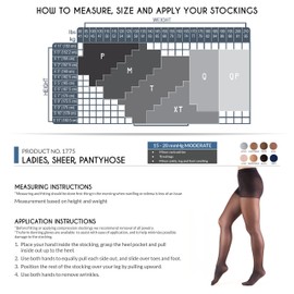 Truform Sheer Compression Pantyhose, 15-20 Mmhg, Women's Shaping Tights, 20 Denier Nude, Pack of 1