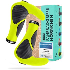 AARON Horn - Handlebar Grips with Gel Cushioning - Ergonomic Handlebar Horns Made of Non-Slip Rubber - Bicycle Grips for E-Bike, Trekking Bike, Mountain Bike, Touring Bike in Yellow