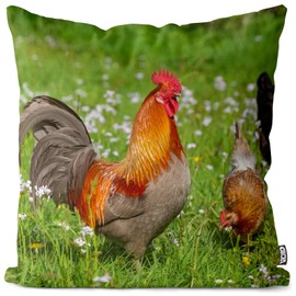 VOID Hahn Meadow Flower Cushion Cover Polyester Waterproof Outdoor Indoor Cushion Size: 40 x 40 cm