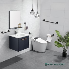 Beati Faucet Towel Bar Rack Holder Hanger Set for Bathroom Wall Mount 5 PCS SUS304 Stainless Steel Matte Black, BFTH015-BLK