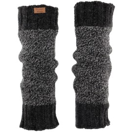 GURU SHOP Wool Warmers from Nepal, Leg Warmers Made of Virgin Wool, Tone on Tone, Men/Women, Grey, Size: One Size, anthracite/grey