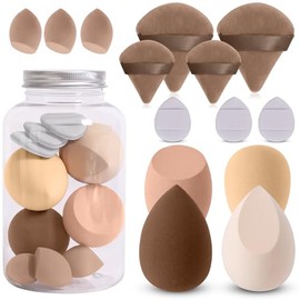 14 Piezas Esponja Maquillaje, Beauty Blenders, para Juego de Esponjas de Maquillaje Facial, Uso Seco y Húmedo, Esponja de Maquillaje para Base en Polv