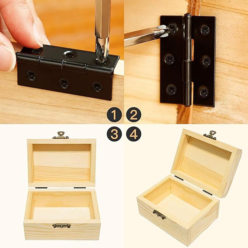 Bxian 16PCS 1.75x1.3 inch Black Stainless Steel Folding Butt Hinge