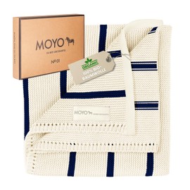 MOYO Baby Blanket Quiet Stripes I 75 x 100 cm I Breathable Cuddly Blanket Made of 100% GOTS Organic Cotton I Soft Baby Duvet for Boys and Girls I Cotton Blanket Birth