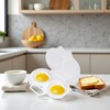 1Pc White Egg Poacher, Microwave Egg Boiler Poacher, 2 Cavity