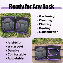 Women Knee Pads for Gardening & Cleaning Floors, EVA Foam Knee Protectors with Straps, Comfortable Mens Kneeling Pads for Housework, Mechanic, Carpet Cleaning - Lightweight & Waterproof- Plus Size